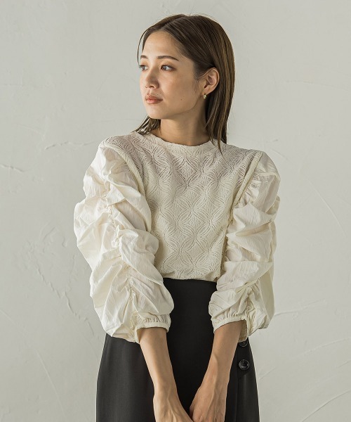 【セール】起毛カットレース七分袖カットソー≪手洗い可能≫（Tシャツ/カットソー）｜ketty（ケティ）