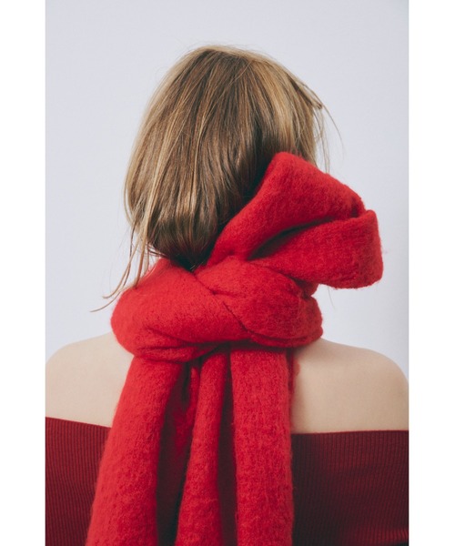 Mila Owen（ミラオーウェン）の「ツイストフリンジストール（ストール/ショール・レディース・チェック/レッド/アイボリー・FREE）」の2枚目の写真