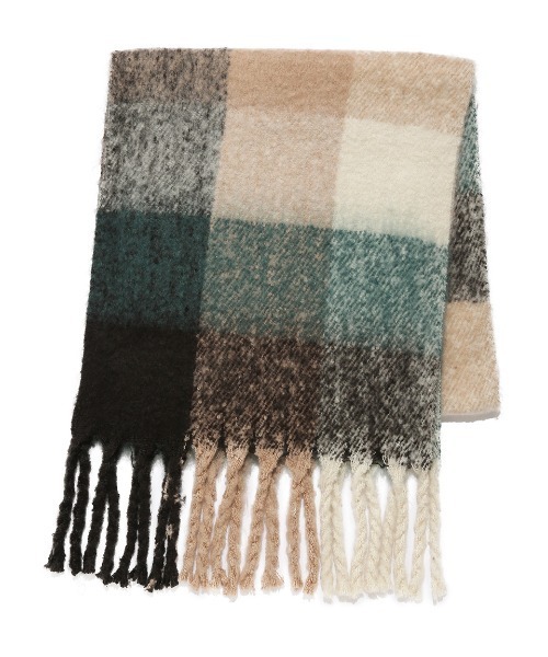 Mila Owen（ミラオーウェン）の「ツイストフリンジストール（ストール/ショール・レディース・チェック/レッド/アイボリー・FREE）」の5枚目の写真