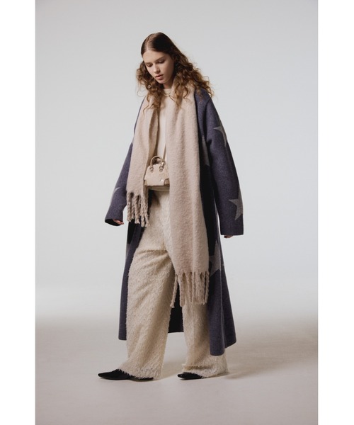 Mila Owen（ミラオーウェン）の「ツイストフリンジストール（ストール/ショール・レディース・チェック/レッド/アイボリー・FREE）」の7枚目の写真