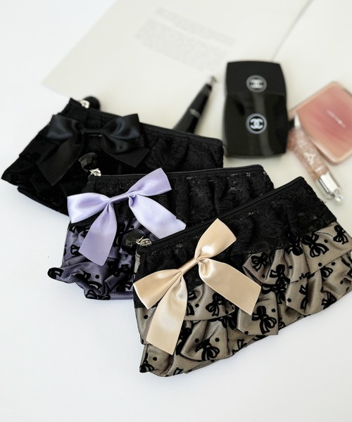 Angelic Pretty ドット柄リボンポーチ（Angelic Pretty