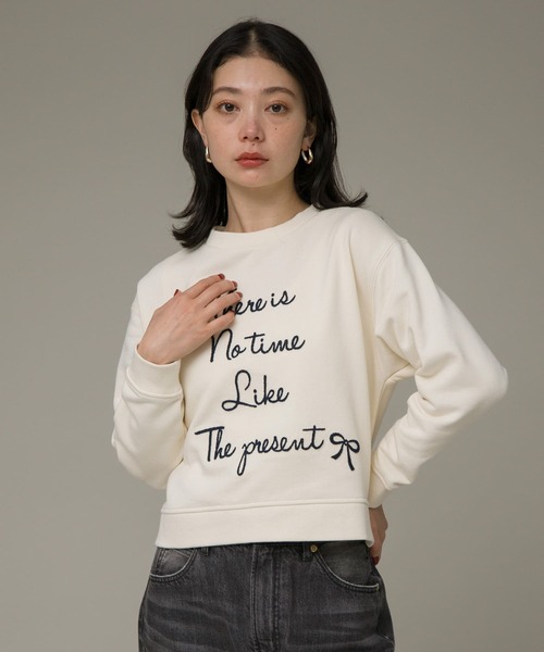 URBAN RESEARCH Sonny Label（アーバンリサーチサニーレーベル）の「裏起毛モール刺繍プルオーバー（スウェット・レディース・アイボリー/オートミール/ネイビー・FREE）」の4枚目の写真