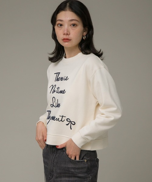 URBAN RESEARCH Sonny Label（アーバンリサーチサニーレーベル）の「裏起毛モール刺繍プルオーバー（スウェット・レディース・アイボリー/オートミール/ネイビー・FREE）」の5枚目の写真