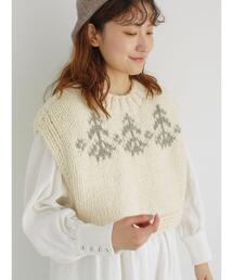 TSUHARU by Samansa Mos2 | 【ペルーニット】前後着ジャカードニットベスト(ベスト)