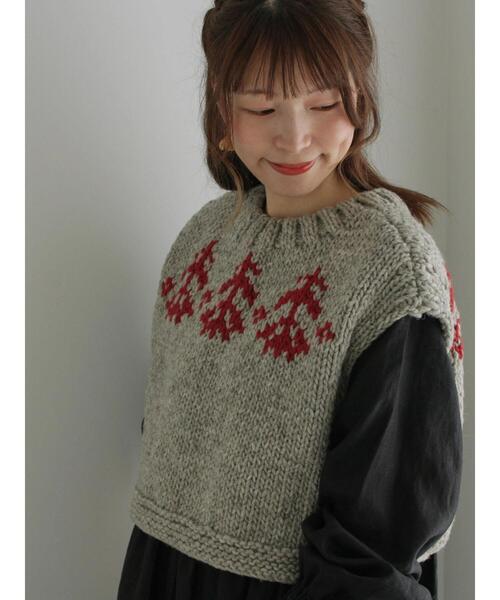 TSUHARU by Samansa Mos2（ツハルバイサマンサモスモス）の「【ペルーニット】前後着ジャカードニットベスト（ベスト・レディース・オフホワイト/グレー・F）」の20枚目の写真