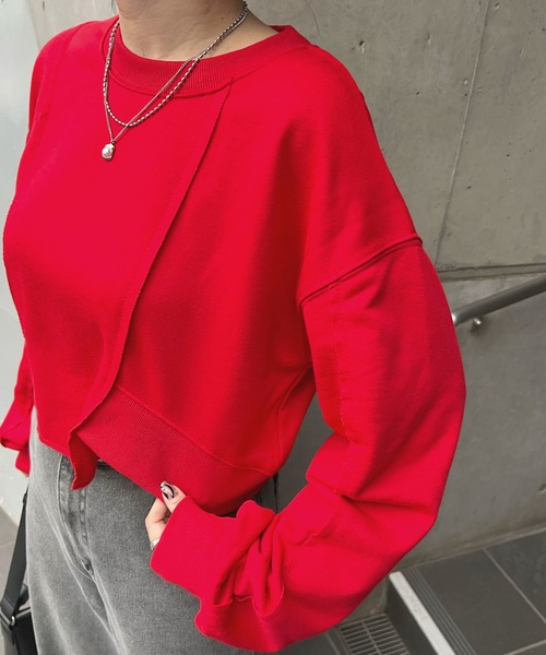 ABYS（アビス）の「【新色追加】リメイク風裏毛スウェットプルオーバー（スウェット・レディース・グレー/アイボリー/レッド/ブラック・FREE）」の6枚目の写真