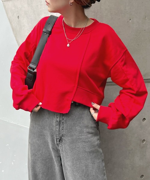 ABYS（アビス）の「【新色追加】リメイク風裏毛スウェットプルオーバー（スウェット・レディース・グレー/アイボリー/レッド/ブラック・FREE）」の8枚目の写真