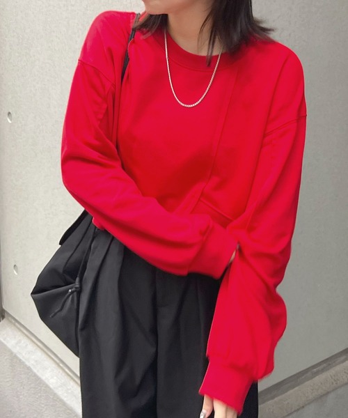 ABYS（アビス）の「【新色追加】リメイク風裏毛スウェットプルオーバー（スウェット・レディース・グレー/アイボリー/レッド/ブラック・FREE）」の13枚目の写真