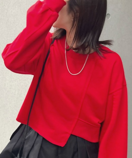 ABYS（アビス）の「【新色追加】リメイク風裏毛スウェットプルオーバー（スウェット・レディース・グレー/アイボリー/レッド/ブラック・FREE）」の14枚目の写真