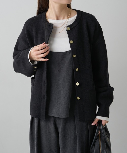 PUAL CE CIN（ピュアルセシン）の「ミラノリブニットカーディガン（カーディガン/ボレロ・レディース・ブラウン/ブラック/グレー系その他・FREE）」の4枚目の写真