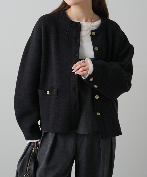 PUAL CE CIN（ピュアルセシン）の「ミラノリブニットカーディガン（カーディガン/ボレロ・レディース・ブラウン/ブラック/グレー系その他・FREE）」の5枚目の写真