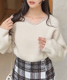 もちもちラメレース付ニット