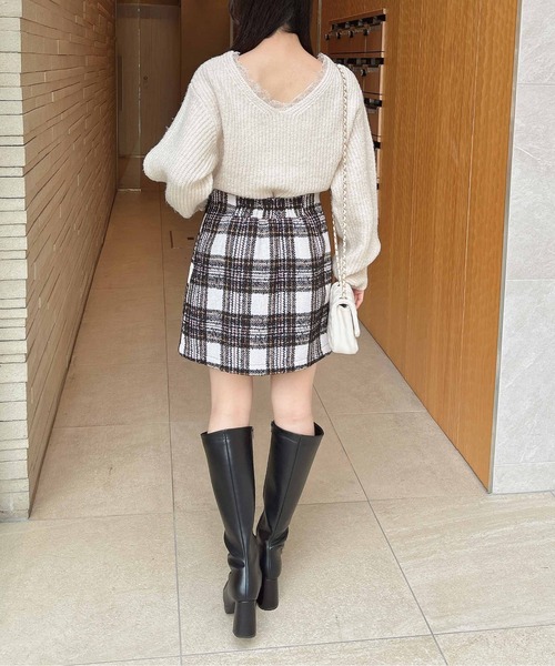 INGNI(イング)の「もちもちラメレース付ニット(ニット/セーター・レディース・グレー/アイボリー/ライトピンク・M)」の12枚目の写真