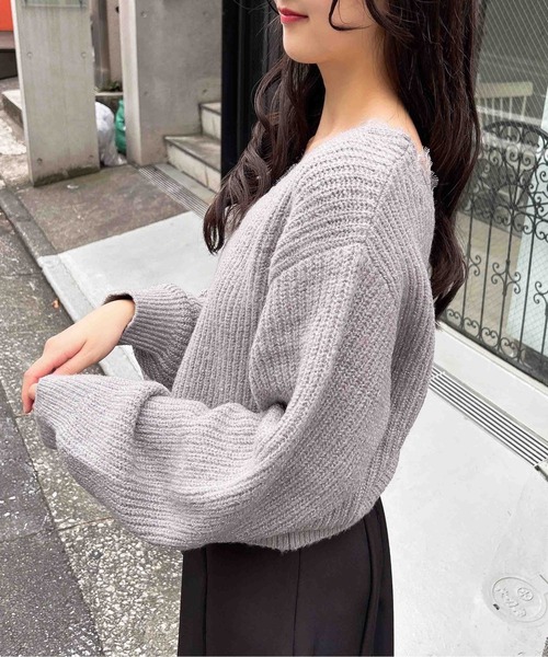 INGNI(イング)の「もちもちラメレース付ニット(ニット/セーター・レディース・グレー/アイボリー/ライトピンク・M)」の15枚目の写真