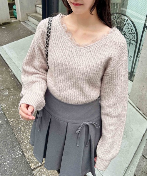 INGNI(イング)の「もちもちラメレース付ニット(ニット/セーター・レディース・グレー/アイボリー/ライトピンク・M)」の21枚目の写真
