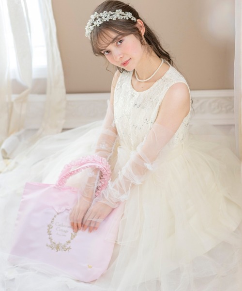 Catherine Cottage（キャサリンコテージ）の「お花リボンのレッスンバッグ（トートバッグ・キッズ・ピンク/ネイビー/ブルー/ブラック/ライラック・FREE）」の13枚目の写真
