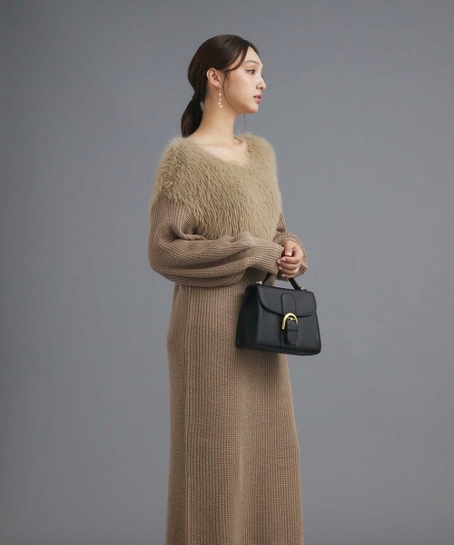 fifth（フィフス）の「【ウォッシャブル】シャギー切り替えニットワンピース（ワンピース・レディース・モカ/グレー/チャコールグレー・M）」の12枚目の写真