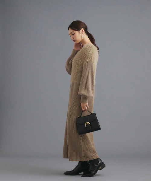 fifth（フィフス）の「【ウォッシャブル】シャギー切り替えニットワンピース（ワンピース・レディース・モカ/グレー/チャコールグレー・M）」の14枚目の写真