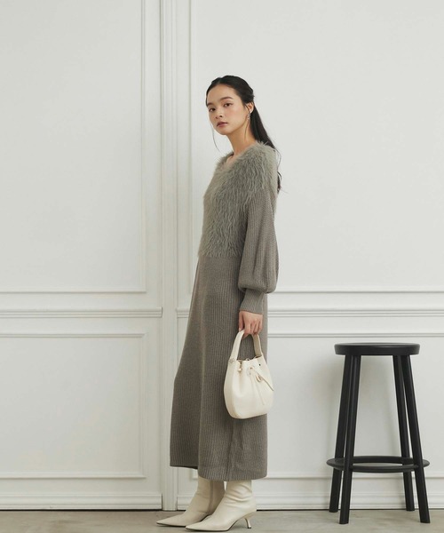 fifth（フィフス）の「【ウォッシャブル】シャギー切り替えニットワンピース（ワンピース・レディース・モカ/グレー/チャコールグレー・M）」の22枚目の写真