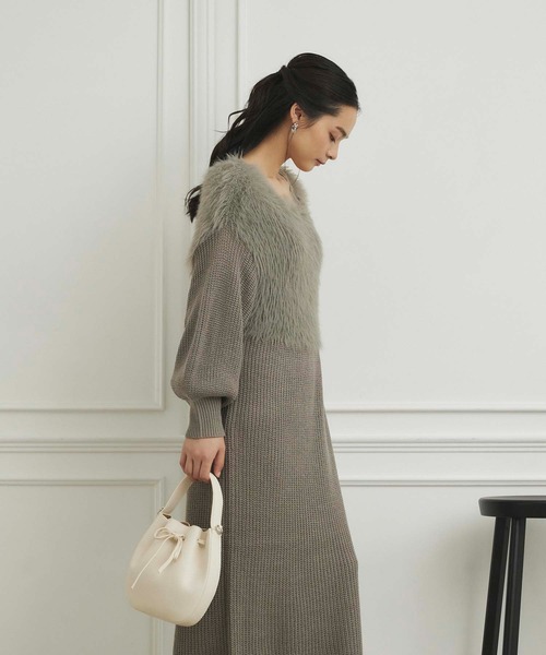 fifth（フィフス）の「【ウォッシャブル】シャギー切り替えニットワンピース（ワンピース・レディース・モカ/グレー/チャコールグレー・M）」の18枚目の写真