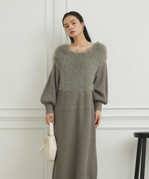 fifth（フィフス）の「【ウォッシャブル】シャギー切り替えニットワンピース（ワンピース・レディース・モカ/グレー/チャコールグレー・M）」の17枚目の写真