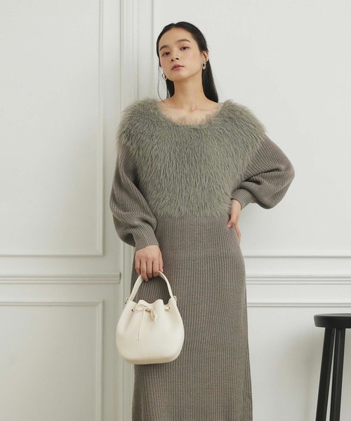 fifth（フィフス）の「【ウォッシャブル】シャギー切り替えニットワンピース（ワンピース・レディース・モカ/グレー/チャコールグレー・M）」の16枚目の写真