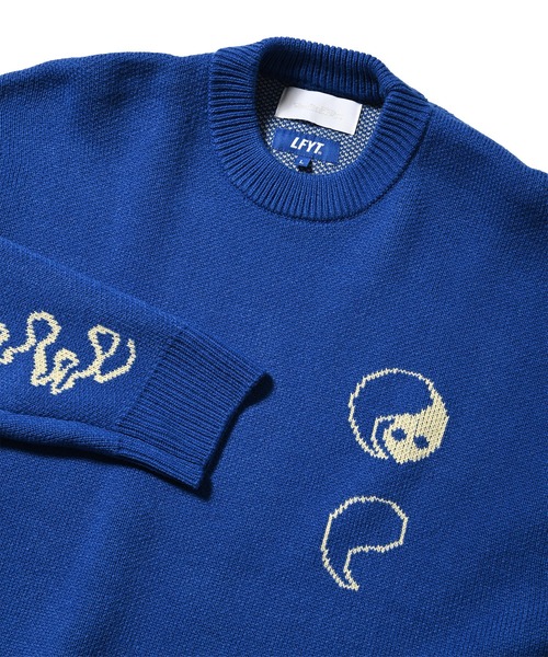 LFYT（エルエフワイティー）の「LFYT ラファイエット【Lafayette】× ソーラス ビーイング【SauRas Being】- セーター【GRAPHIC SWEATER LA240402】（ニット/セーター・メンズ・ブラック/ブルー・X-LARGE/LARGE/XX-LARGE/MEDIUM）」の7枚目の写真