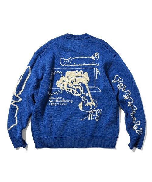 LFYT（エルエフワイティー）の「LFYT ラファイエット【Lafayette】× ソーラス ビーイング【SauRas Being】- セーター【GRAPHIC SWEATER LA240402】（ニット/セーター・メンズ・ブラック/ブルー・X-LARGE/LARGE/XX-LARGE/MEDIUM）」の14枚目の写真
