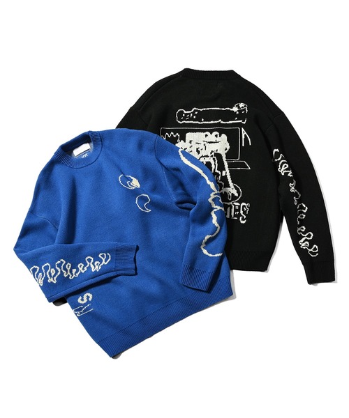 LFYT（エルエフワイティー）の「LFYT ラファイエット【Lafayette】× ソーラス ビーイング【SauRas Being】- セーター【GRAPHIC SWEATER LA240402】（ニット/セーター・メンズ・ブラック/ブルー・X-LARGE/LARGE/XX-LARGE/MEDIUM）」の9枚目の写真