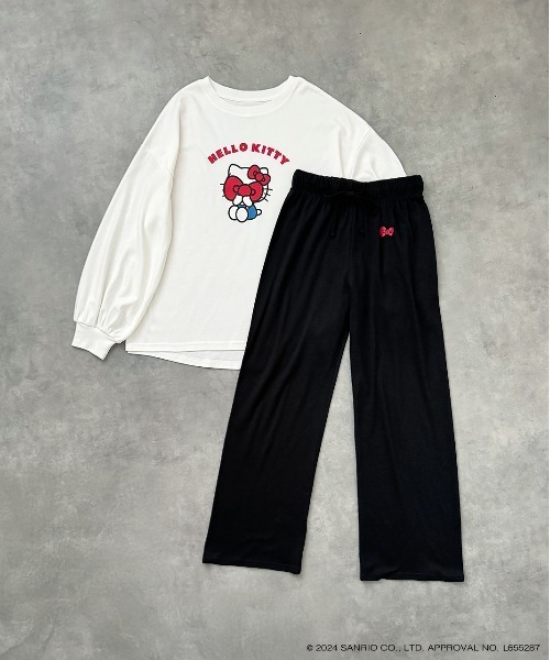 sanrio(サンリオ)の「【HELLO KITTY】スムースルームウエア(ルームウェア/パジャマ・レディース・オフホワイト/チャコール・FREE)」の16枚目の写真