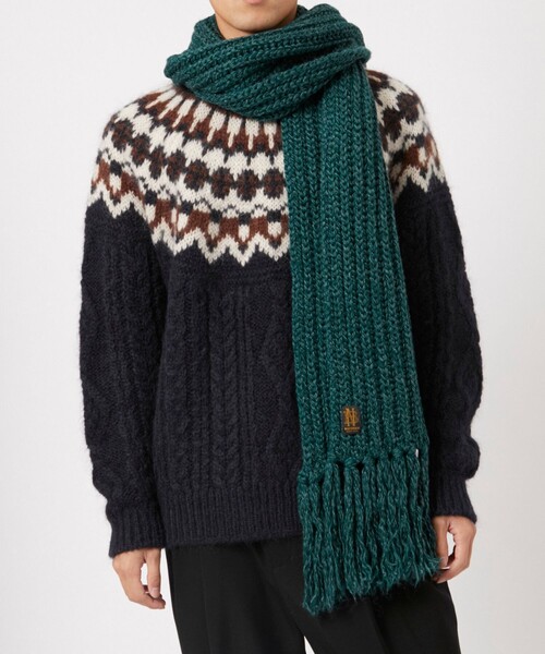 STUDIOUS(ステュディオス)の「【BATONER/バトナー】FRINGE MUFFLER LONG(マフラー・メンズ・ブラック/ダークグリーン/キャメル・FREE)」の14枚目の写真