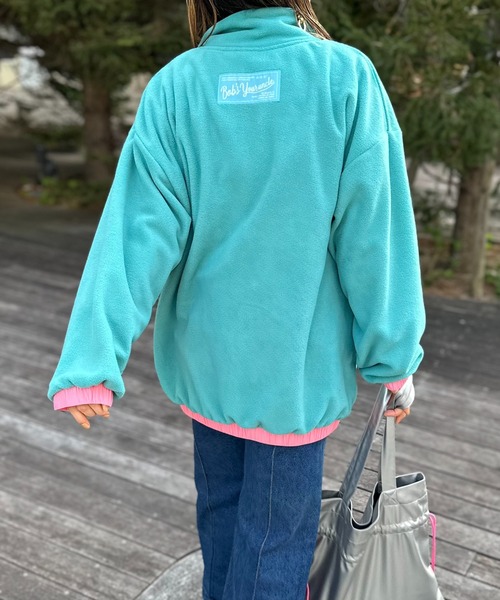 mi via loca(ミヴィアロカ)の「配色フリースボア アノラックプルオーバー(スウェット・レディース・チャコールグレー/ブルーグリーン/ベージュ/ブラック/ベージュ系その他・FREE)」の7枚目の写真