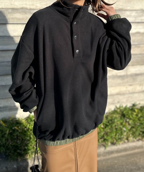 セール】配色フリースボア アノラックプルオーバー（スウェット）｜mi