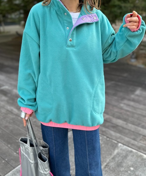 mi via loca（ミヴィアロカ）の「配色フリースボア アノラックプル