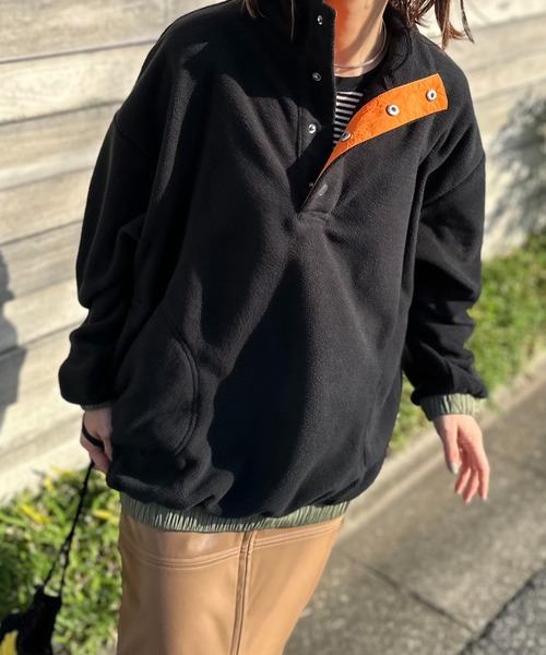 配色フリースボア アノラックプルオーバー（スウェット）｜mi via loca