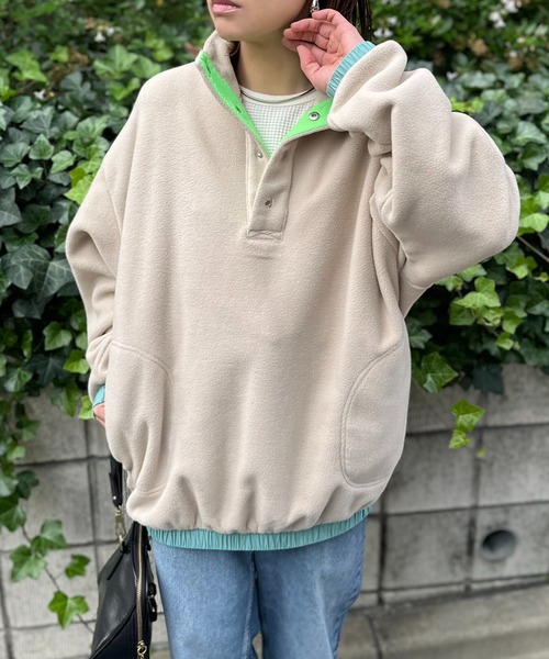 セール】配色フリースボア アノラックプルオーバー（スウェット）｜mi