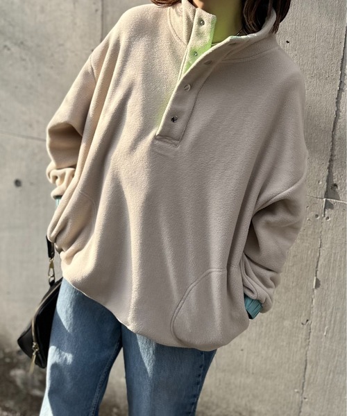 セール】配色フリースボア アノラックプルオーバー（スウェット）｜mi