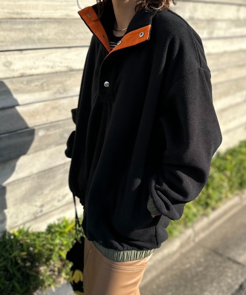 セール】配色フリースボア アノラックプルオーバー（スウェット）｜mi