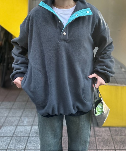 トレーナー スウェット 配色フリースボア アノラックプルオーバー レディース mi via loca トレーナー スウェット 配色フリースボア