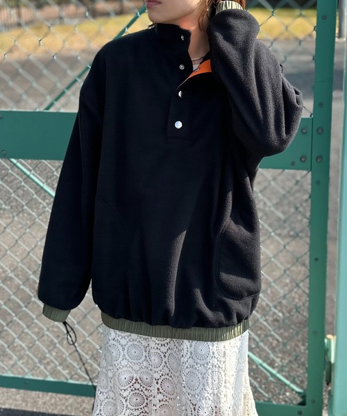 セール】配色フリースボア アノラックプルオーバー（スウェット）｜mi