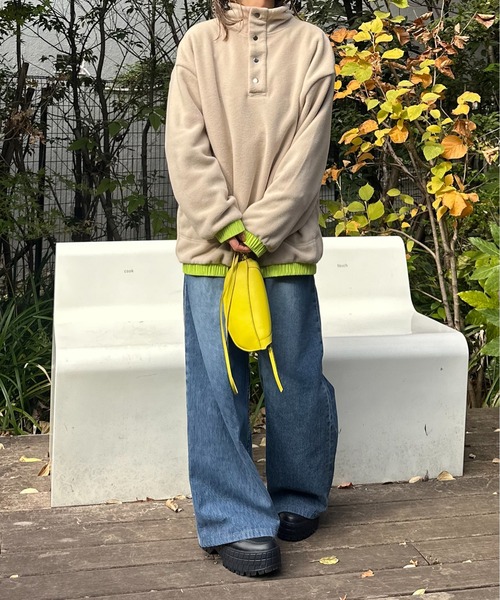 mi via loca(ミヴィアロカ)の「配色フリースボア アノラックプルオーバー(スウェット・レディース・チャコールグレー/ブルーグリーン/ベージュ/ブラック/ベージュ系その他・FREE)」の22枚目の写真