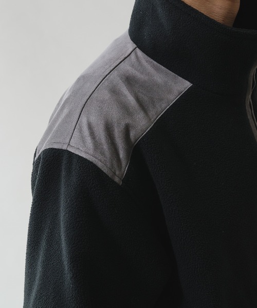 Adoon plain(アドーンプレーン)の「STAND NECK SUEDE LOOK FLEECE BLOUSON / スタンドネックスエード調フリースブルゾン(ブルゾン・メンズ・ブラック/アイボリー・MEDIUM/LARGE)」の19枚目の写真
