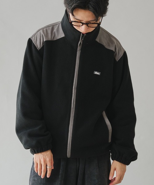 Adoon plain(アドーンプレーン)の「STAND NECK SUEDE LOOK FLEECE BLOUSON / スタンドネックスエード調フリースブルゾン(ブルゾン・メンズ・ブラック/アイボリー・MEDIUM/LARGE)」の17枚目の写真