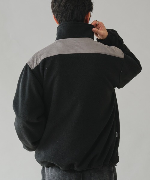 Adoon plain(アドーンプレーン)の「STAND NECK SUEDE LOOK FLEECE BLOUSON / スタンドネックスエード調フリースブルゾン(ブルゾン・メンズ・ブラック/アイボリー・MEDIUM/LARGE)」の18枚目の写真