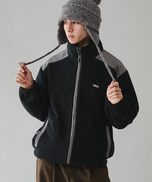 Adoon plain(アドーンプレーン)の「STAND NECK SUEDE LOOK FLEECE BLOUSON / スタンドネックスエード調フリースブルゾン(ブルゾン・メンズ・ブラック/アイボリー・MEDIUM/LARGE)」の13枚目の写真