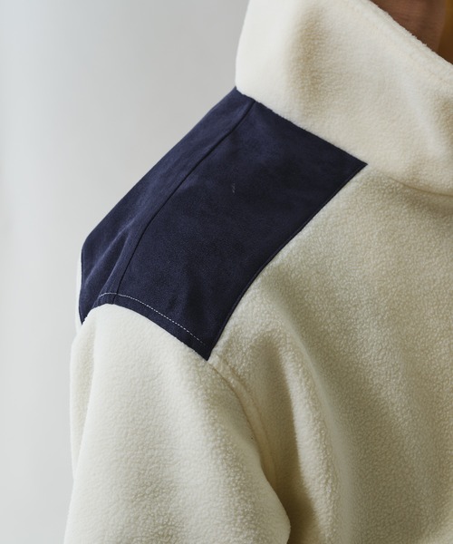 Adoon plain(アドーンプレーン)の「STAND NECK SUEDE LOOK FLEECE BLOUSON / スタンドネックスエード調フリースブルゾン(ブルゾン・メンズ・ブラック/アイボリー・MEDIUM/LARGE)」の10枚目の写真