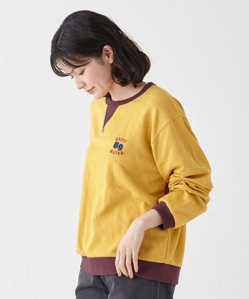 KRIFF MAYER Lady's Collection(クリフメイヤーレディースコレクション)の「のび~る裏毛配色スウェット(スウェット・レディース・グレー/ブラック/オートミール/カーキ/イエロー・LARGE/MEDIUM)」の13枚目の写真