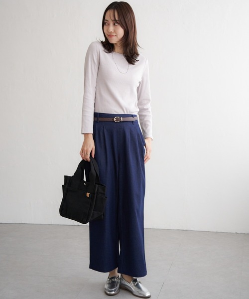 ikka（イッカ）の「三角テレコクルーネックプルオーバー（Tシャツ/カットソー・レディース・グリーン/その他1/オフホワイト/ダークベージュ/ネイビー・L/M/S）」の20枚目の写真