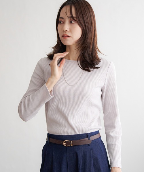 ikka（イッカ）の「三角テレコクルーネックプルオーバー（Tシャツ/カットソー・レディース・グリーン/その他1/オフホワイト/ダークベージュ/ネイビー・L/M/S）」の21枚目の写真