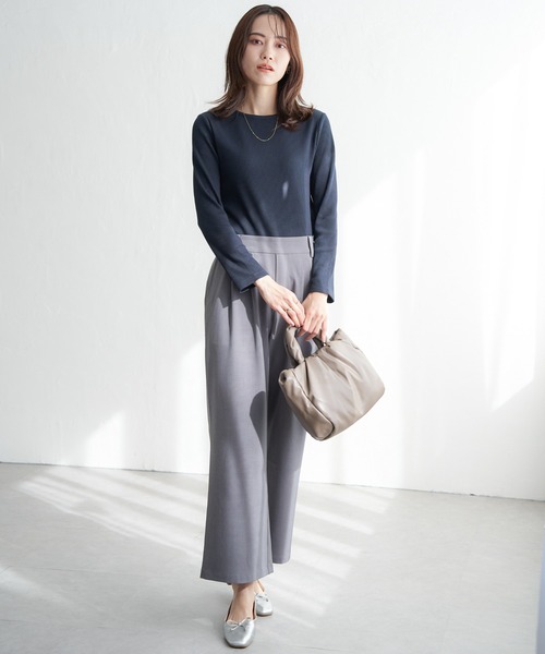 ikka（イッカ）の「三角テレコクルーネックプルオーバー（Tシャツ/カットソー・レディース・グリーン/その他1/オフホワイト/ダークベージュ/ネイビー・L/M/S）」の15枚目の写真